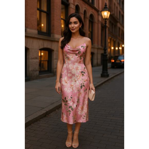 Sweet Lemon, Women’s Large Pink Floral Slip Dress - Picture 1 of 8